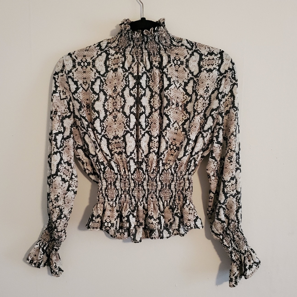 Snake Skin Turtle Neck Blouse